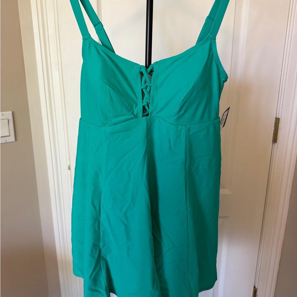 Torrid Turquoise Lace-Up Swimdress